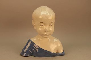 Signed Cantagalli Bust of a Young Boy