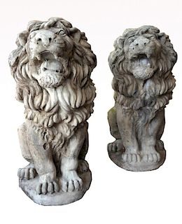 Pair of 20th Century Carved Lions