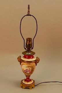 19th Century French Porcelain Urn form Lamp