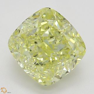 1.70 ct, Natural Fancy Yellow Even Color, VVS2, Cushion cut Diamond (GIA Graded), Appraised Value: $23,700 