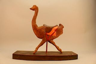 Vintage Carved Wooden Ostrich