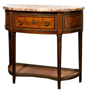 Marble Top Demilune Console Table