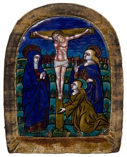 Limoges 'Crucifixion' Painted Enamel Plaque
