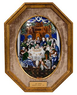 Limoges 'The Last Supper' Painted Enamel Plaque