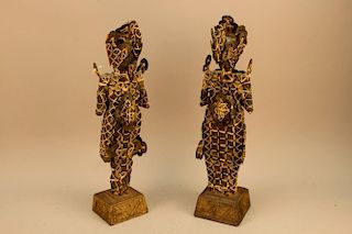 (2) Antique Thai Bronze Figures made of coins