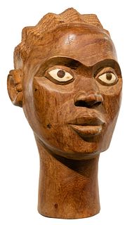 African Carved Wood Bust