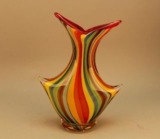 Vintage Multi Colored Murano Vase