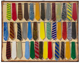 W. Menaker (20th Century) 'Those Old School Ties' Oil / Mixed Media on Canvas