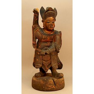Antique carved Chinese warrior figure