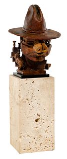 Theodore Gall (American, b.1941) 'Cowboy Pig' Bronze Sculpture