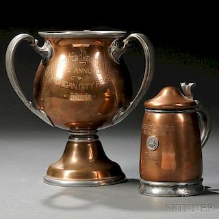 Two Reed & Barton Copper and Pewter Yacht Club Trophies for Naiad