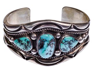 Orville Tsinnie Sterling Silver and Turquoise Cuff Bracelet