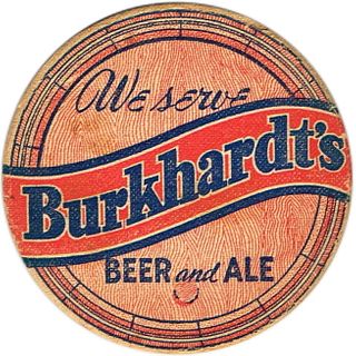 1945 Burkhardt's Beer/Ale 4 1/4 inch coaster OH-BBC-2