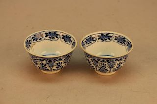 Antique Chinese Blue/White Cups