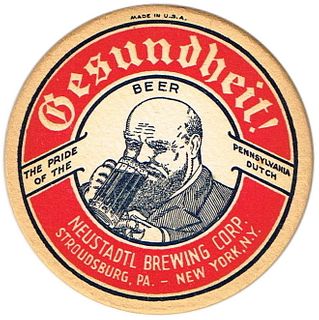 1935 Gesundheit! Beer 4 1/4 inch coaster PA-NEUB-1