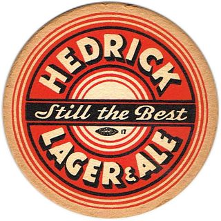 1936 Hedrick Beer/Ale 4 1/4 inch coaster NY-HED-12