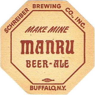 1939 Manru Beer-Ale 4 1/4 inch coaster NY-MAN-2