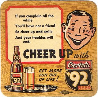 1936 Oertel's '92 Beer 4 1/4 inch coaster KY-OERT-3