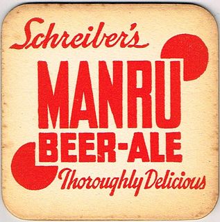 1955 Schreiber's Manru Beer-Ale 4 1/4 inch coaster NY-MAN-3