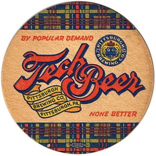 1938 Tech Beer 4 1/4 inch coaster PA-PIT-26