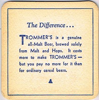 1937 Trommers Malt Beers 4 1/4 inch coaster NY-TMR-69A