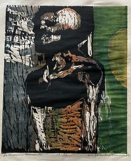 Don LaViere Turner, woodcut 'In Memorium Buonarroti', 1963 signed, limited