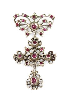 A Georgian ruby set pendant,