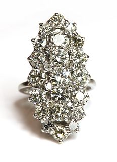 A diamond marquise shaped cluster ring,