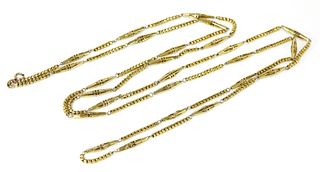 A Victorian gold guard chain,