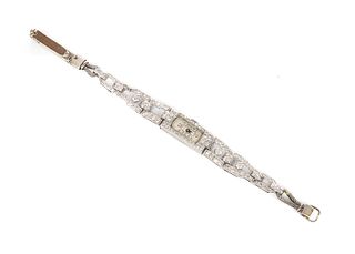 A ladies' Art Deco diamond set mechanical cocktail watch,
