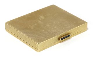 A 9ct gold rectangular powder compact, by Asprey, c.1950,