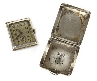 An Art Deco sterling silver Juvenia mechanical purse watch,