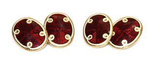 A pair of early 20th century gold and enamel set chain link cufflinks,