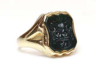 A bloodstone signet ring,