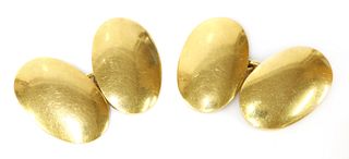A pair of 18ct gold oval chain link cufflinks, by Saunders and Shepherd,