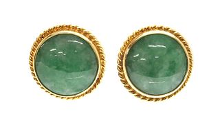 A pair of jade earrings,