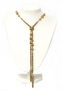 A 9ct gold twisted rope link and box link necklace,