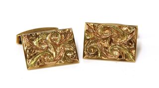 A pair of 9ct two colour gold cufflinks,