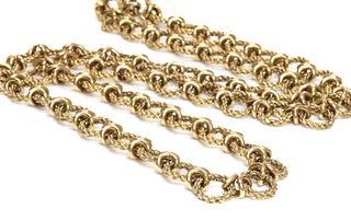 A 9ct gold twisted wire and knot style necklace, c.1970,