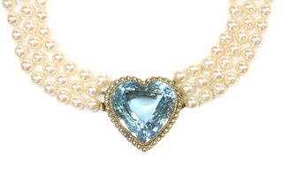 A three row cultured pearl necklace,