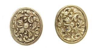 A pair of oval repoussé earrings,