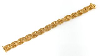 An Italian three row plaited mesh link bracelet, c.1960,