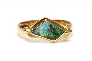 A gold Queensland boulder opal ring, by Mariusz Tomaszewski,