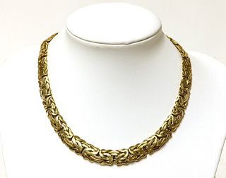 An Italian gold Byzantine link necklace and bracelet suite,