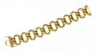 An Italian 14ct gold hollow oval link bracelet,