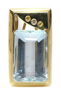 A Continental aquamarine and diamond slide pendant,