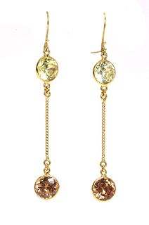 A pair of zircon drop earrings,