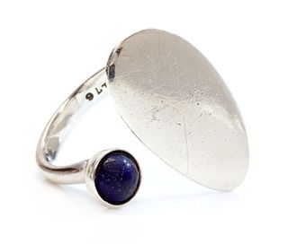 A sterling silver lapis lazuli ring, by Georg Jensen,