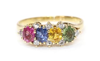 An 18ct gold sapphire and diamond ring,