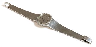 A ladies’ 18ct white gold diamond set Omega ‘De Ville’ mechanical bracelet watch,